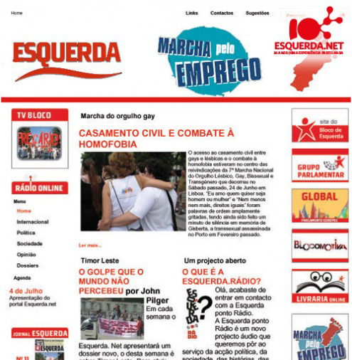 É criado o portal de notícias Esquerda.net